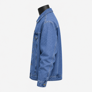 Veste en jean bleu délavé vintage pour homme, veste en jean classique en coton, streetwear décontracté, fabricant OEM ODM - Product Image 5