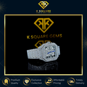 Exportateur indien vendant un bracelet de luxe en acier inoxydable VVS avec mouvement automatique carré, quartz, résistant à l'eau, diamant moissanite, 41 mm - Product Image 2