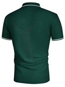 Ensemble de polos pour hommes à manches courtes, personnalisés en gros, fabriqués en usine, avec impression de logo et bordure de col, au meilleur design - Product Image 6