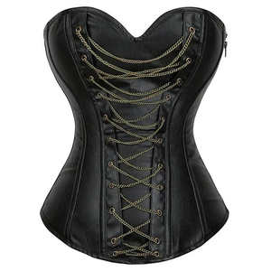 Corsé sexy de cuero para mujer, top con cremallera sobre el busto, faja moldeadora de cintura, lencería, corsé bustier, fabricante mayorista - Product Image 1