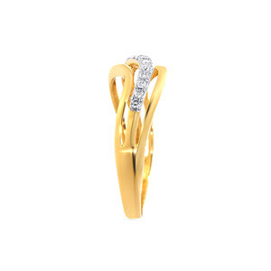 Sleek Radiance <b>Charm</b> Diamond Ring Elegant Wave Ring 10K Yellow Gold Modern Curved Band Ring with Round Shape Diamond Stones - Product Image 3