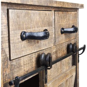 Mobili da Cucina in Stile Country Americano Classico con Porta Scorrevole a Fienile e 2 Cassetti in Legno Vintage XH - Product Image 5