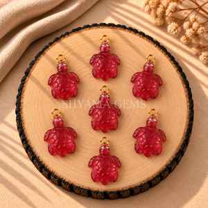 Colgante de turmalina rubelita de cuarzo tallado en forma de tortuga de 18 mm para fabricación de joyas, venta al por mayor, suministros de artesanía - Product Image 2