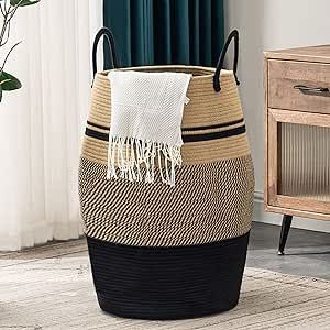 Panier à linge tressé en corde de coton, panier de rangement pour vêtements sales - Product Image 4