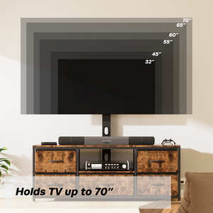Support <span class=keywords><strong>TV</strong></span> pivotant avec 34 °   Meuble <span class=keywords><strong>TV</strong></span> rotatif avec 5 tiroirs en tissu et station de charge, compatible avec les téléviseurs de 32 à 70 pouces - Product Image 3