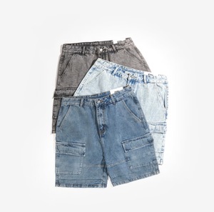 Pantalones Cortos Cargo de Mezclilla Holgados para Hombre, 100% Algodón Transpirable, con Parches y Cierre de Botones, Estilo Urbano, para Verano - Product Image 2