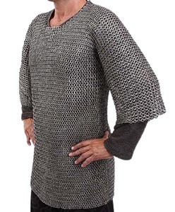 Camisa de malla de acero dulce medieval de media manga, armadura de caballero hecha a mano con anillos planos remachados de 0,9 mm para disfraz de recreación histórica - Product Image 4