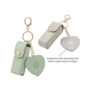 Étui à rouge à lèvres portable en cuir PU avec miroir, pochette à gloss à lèvres suspendue, organiseur de maquillage pour cadeaux - Product Image 3