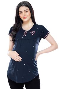 Camiseta de maternidad de algodón con estampado de puntos y ajuste regular para mujer - Product Image 1