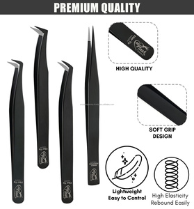 Professional Black Fiber Tip Lash Tweezers Eyelash Extension Tweezers 90° Volume Precision Point Stainless Steel - Product Image 5