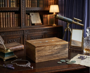 Wooden Storage <b>Box</b> with Hinged Lid Acacia Wood Hand-Crafted Wooden <b>Box</b> for Recipes Decorative Storage or as <b>Keepsake</b> <b>memory</b> <b>box</b> - Product Image 6