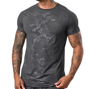 Ensemble de t-shirt et short de sport pour hommes, tricoté, camouflage, séchage rapide, respirant, pour la salle de sport, l'entraînement, la course à pied, les vêtements de sport décontractés, deux pièces - Product Image 3