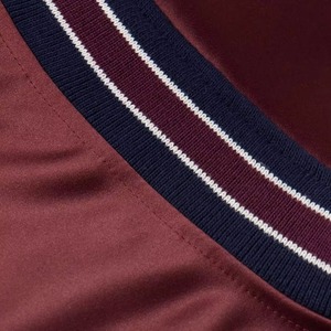Men's <b>Burgundy</b> Varsity <b>Jacket</b> Turn-down Collar Button Closure Preppy Style Autumn Wear Regular Fit Solid Color Polyester Shell - Product Image 5