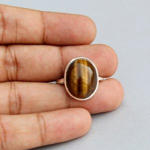 แหวนไทเกอร์อายธรรมชาติ เงินแท้ 925 แหวนพลอยทำมือสำหรับเธอ - Product Image 4