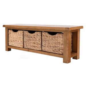 Artisan Water Hyacinth Storage <b>Bench</b> With Baskets, Wooden <b>Table</b> With Water Hyacinth Basket <b>Sets</b> Home Furniture From Vietnam - Product Image 4