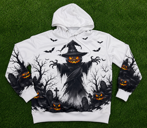 Sweat à capuche unisexe personnalisé 3D Halloween Citrouille Épouvantail, en polyester, par sublimation, style gothique horrifique, streetwear - Product Image 6