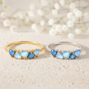 Heart Shape Moonstone Labradorite <b>Ring</b> <b>Dainty</b> Celestial Promise <b>Ring</b> 925 Sterling Silver 18K Gold Filled Stackable Gemstone <b>Ring</b> - Product Image 5