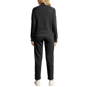 Ensemble de survêtement décontracté 2 pièces pour femme avec haut zippé et taille élastique – Survêtement coupe-vent de haute qualité pour femme - Product Image 2