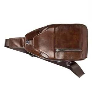 Hot Sale Made in Pakistan Customizable Leather Chest Bag with Solar Panel & Anti-Theft Zipper Closure Lightweight - Product Image 5