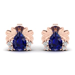 Boucles d'oreilles REYES en saphir bleu de 1,5 carat, nouvelle arrivée, forme poire, or 14 carats, moissanite, bijoux faits à la main, mode féminine - Product Image 2