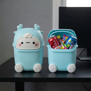 Mini Plastic <b>Table</b> Top Waste Bin Cute Character Flip <b>Cover</b> Snack Shell Trash Can Living Room <b>Coffee</b> <b>Table</b> Desk Crate - Product Image 1