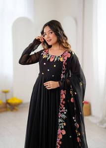 Presenting New Designer Collection In Faux Georgette With Embroidery Work Gown And Dupatta Set Fully Stitched Ready To Wear - Product Image 3