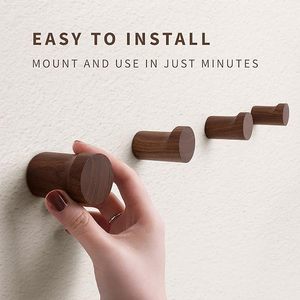 Natural Wooden <b>Wall</b> Mounted Hooks Rustic Wood Coat Hooks Handmade Decorative <b>Wall</b> Hooks for <b>Clothes</b> Hats Bags Towels Set of 4 - Product Image 3