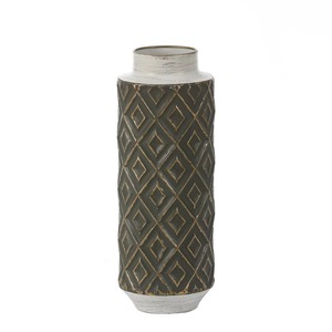 Vase de table géométrique moderne en métal, fait main, décoratif, noir avec accents dorés, pour les créateurs de tendances - Product Image 1