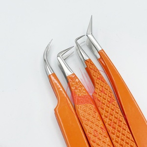 Pince à cils Somofy Enterprises en acier inoxydable de haute précision, revêtement poudré orange, nouveaux designs, pour faux cils - Product Image 6