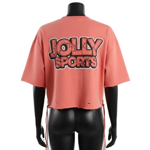 T-shirt court pour femme en jersey de coton premium, tissu doux au toucher, logo imprimé sérigraphié, respirant - Product Image 2