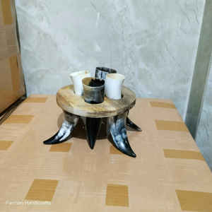 Premium Short <b>Drinking</b> Horn Set 4-Piece Viking Beer Horns with <b>Stand</b>, Eco-Friendly And Leak Free At Cheap Price - Product Image 5