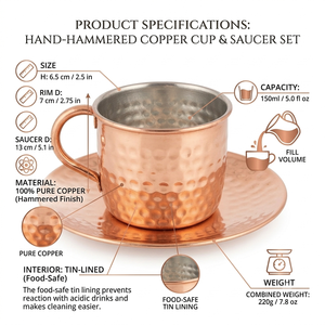 Hand Hammered Pure Copper Coffee Cup Saucer Set Food Grade <b>Tin</b> Lined Turkish Arabic Espresso <b>Mug</b> Hotel Tableware Wholesale Gifts - Product Image 5