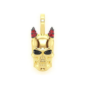 Pendentif en or plaqué 14 carats de haute qualité, unique, avec diamant Moissanite VVS, design crâne cornu glacé, style tendance pour les soirées de bal - Product Image 1