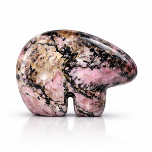 Natural Rhodonite Zuni Style <b>Crystal</b> Bear Hand Carved Stone Polished <b>Animal</b> Figurine for Home Decor and Gifts - Product Image 1