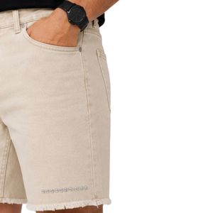 Pantalones Cortos de Mezclilla Beige Personalizados para Hombre, Casuales de Verano, de Algodón, Corte Recto, con Dobladillo sin Rematar, Moda Urbana, Logotipo Personalizado, OEM, Ropa al por Mayor - Product Image 3