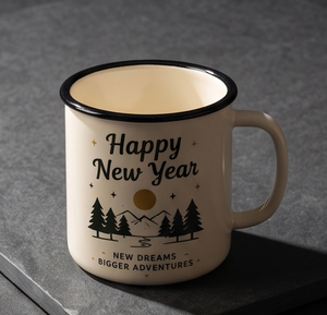 Special New Year Greeting Iron Enamelware Cup Mountain Nature Art Design <b>Light</b> Metal Drinkware Supply Distribution Hub - Product Image 1