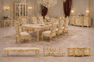 Maharaja Design Teak Wood Carved <b>Dining</b> Set Royal Golden Hand Carved <b>Dining</b> <b>Table</b> Set European Hand Carved <b>Victorian</b> <b>Dining</b> USA - Product Image 3