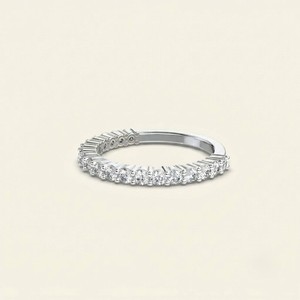 IGI Certified VS1 Lab Grown 925 Silver Classic Wedding Band & Anniversary Eternity <b>Ring</b> for Women - Product Image 1