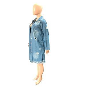 Abrigo vaquero vintage para mujer con espalda recortada, manga larga, abotonadura sencilla y bajo asimétrico, estilo 2026, chaqueta de mezclilla de moda - Product Image 3