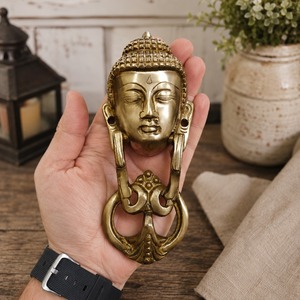 SHUBHAM Sonnette de porte Bouddha en laiton, style antique, design traditionnel, artisanale, décorative géométrique, quincaillerie de porte vintage - Product Image 4