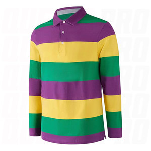Chemise à manches longues à blocs de couleurs brodés, logo personnalisé, coton, polos oversize, vêtements de sport, streetwear, rayé, rugby, homme - Product Image 1