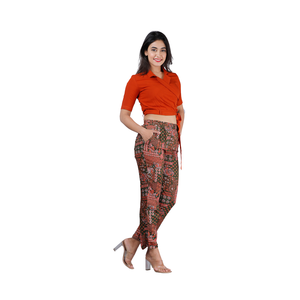 Women Two Piece Co Ord Set Halter Neck Wrap Crop <b>Top</b> Floral Print Trousers Lace <b>Patchwork</b> Pattern Ankle Length Regular Fit - Product Image 1