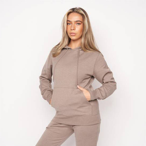 Vente en gros de sweat-shirts à capuche personnalisés avec logo, 100% coton, couleurs unies, manches longues, pour femmes - Product Image 1