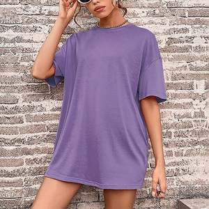Camisetas de Mujer, Talla Grande, Manga Corta, Color Sólido, Casual, Holgada, Básica, Lisa, de Verano, 100% Algodón, 240 GSM - Product Image 3