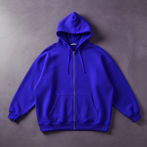 Sweat-shirt à capuche zippé en molleton uni pour homme, coupe classique, décontracté, pour l'automne, 100 % coton, tricoté, design numérique, écologique - Product Image 2