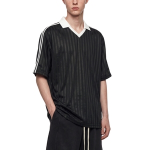 Camiseta de Fútbol Vintage Personalizada para Hombre, Camiseta de Fútbol a Rayas al por Mayor, Camiseta Deportiva con Cuello en Contraste - Product Image 3