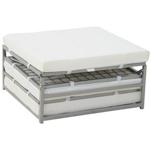 Divano Letto Ottomano Convertibile Grigio Senza Braccioli con Funzione Morbida Estensibile e Pieghevole per Soggiorno - Product Image 6