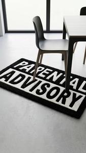 Alfombra de Lana Hecha a Mano de Lujo en Blanco y Negro con Advertencia Parental, Antideslizante, Moderna y Elegante para Decoración de Dormitorio y Sala de Estar - Product Image 3