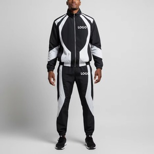 Conjunto de 2 piezas de ropa deportiva para hombre: Chaqueta corta y pantalón jogger con cremallera, cortavientos de poliéster, estilo urbano. - Product Image 4