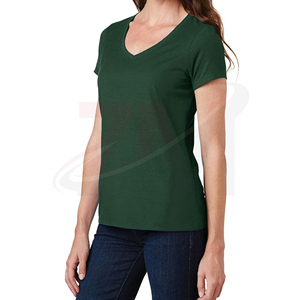 T-shirt en coton uni pour femme, coupe ajustée, manches courtes, tissu doux, respirant, décontracté, mode minimaliste pour tous les jours, avec impression de logo personnalisé - Product Image 3